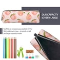 thumbnail image 5 of Cauagu Peach With Leaves Print Leather Pencil Pen Case - Stationery Bag Portable Stationery Bag Big Capacity Pencil Pouch Cosmetic Organizer Bag for Men & Women, 5 of 7