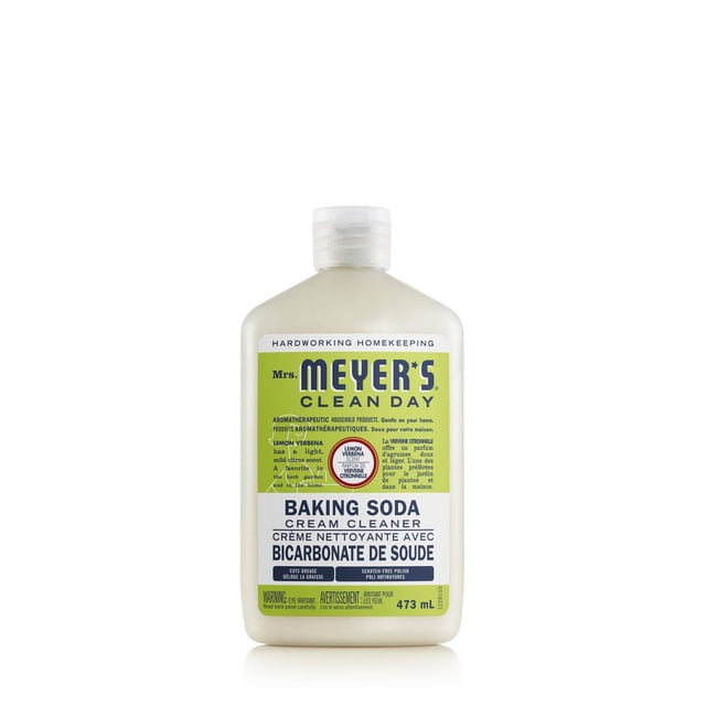 Bottle of Mrs. Meyer’s Baking Soda Cream Cleaner in Lemon Verbena scent, 473mL size.