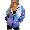 thumbnail image 4 of SCRAWLGOD Galaxy Print Woman Lightweight Hoodies Zip Up Sweatshirt Women Oversized Long Sleeve Women Fall Outfits Comfy Women Hoodies with Zipper Size XL for Hiking, 4 of 7