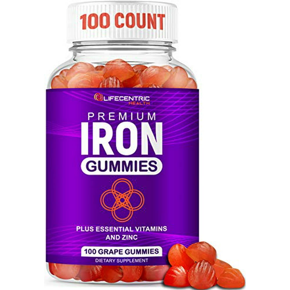 Iron Gummies for Adults and Kids Biotin Zinc Vitamin B Folic Acid