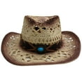 thumbnail image 2 of Children's Cowboy Hat with Rolled Brim, Beaded Leather Band Coffee, 2 of 2
