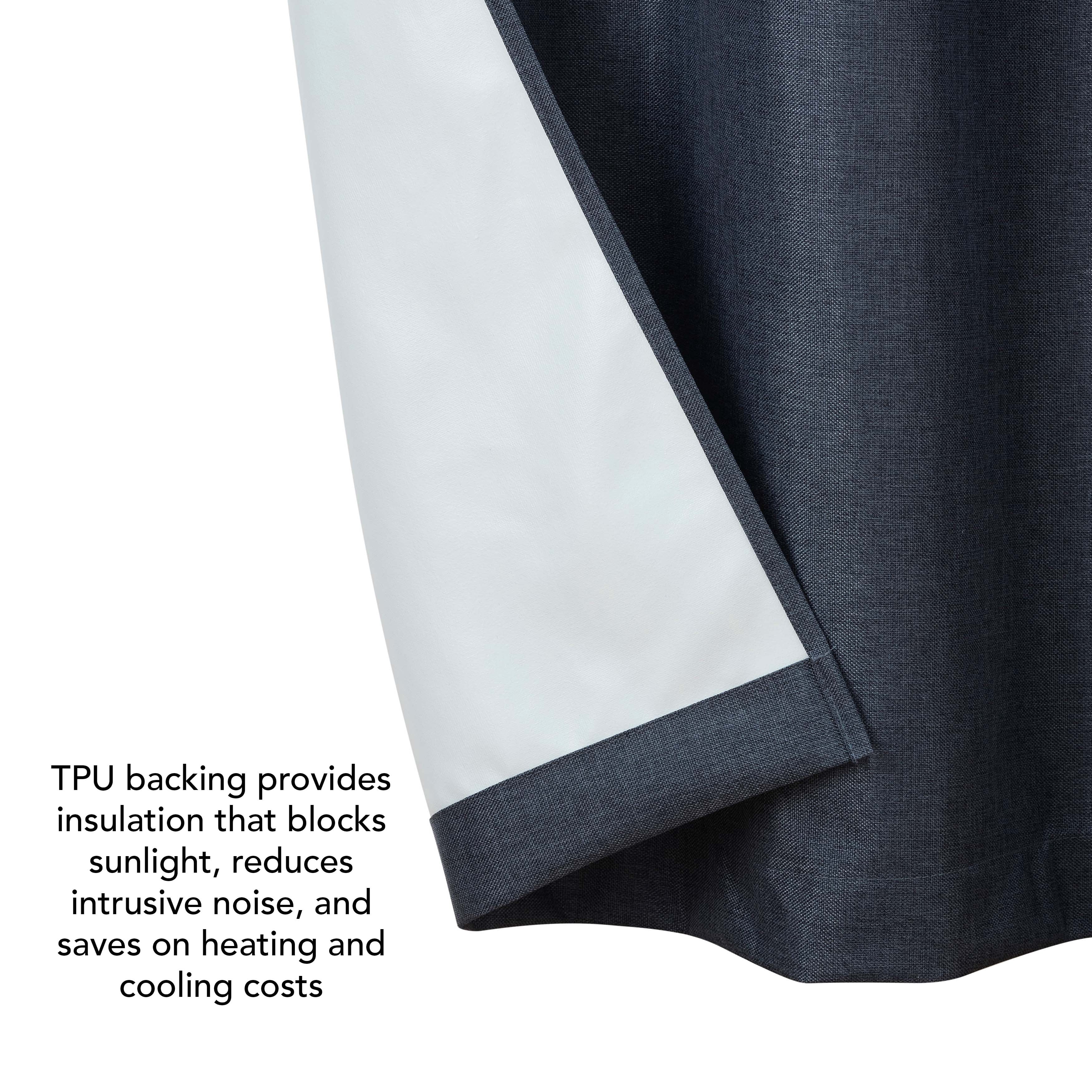 Legrae Blackout Thermal Insulated Grommet Curtains, Set of 4 Panels with Tiebacks, Insignia Blue, 38" x 84"