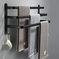 thumbnail image 1 of Barra para toallas de baño, barra para toallas de pared negra para ducha y cocina, barras impermeables para puertas con gancho (50 cm, tres barras), 1 of 5