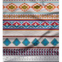 Soimoi Gray Cotton Voile Fabric Aztec Geometric Print Fabric by the Yard 56 Inch Wide