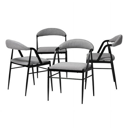 Baxton Studio Orrin Gray Fabric and Metal 4-Piece Dining Chair Set