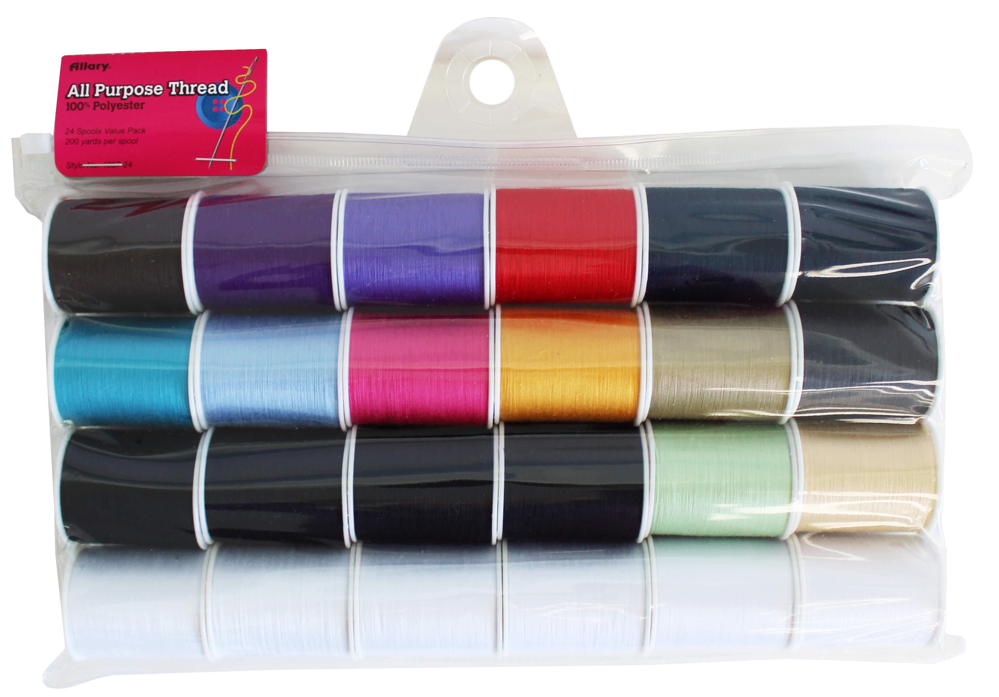 4800 Yards ALL PURPOSE THREAD 100% Polyester Choice of Black or White 24 Spools 