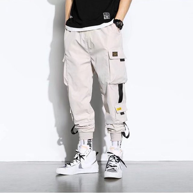 New Hong Kong Style Workwear Pants Men‘s Solid Color Versatile Loose Trendy Large Size Leggings