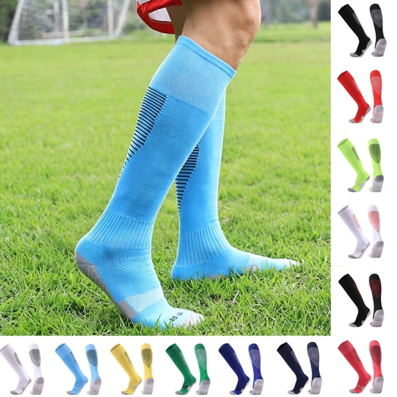 Purcolt Boys and Girls 1-Pair Sport Soccer Socks Stretchy Comfort Arch Support Knee Length High Towel Bottom Long Tube Football Socks Athletic Team Socks for 7-13 Years