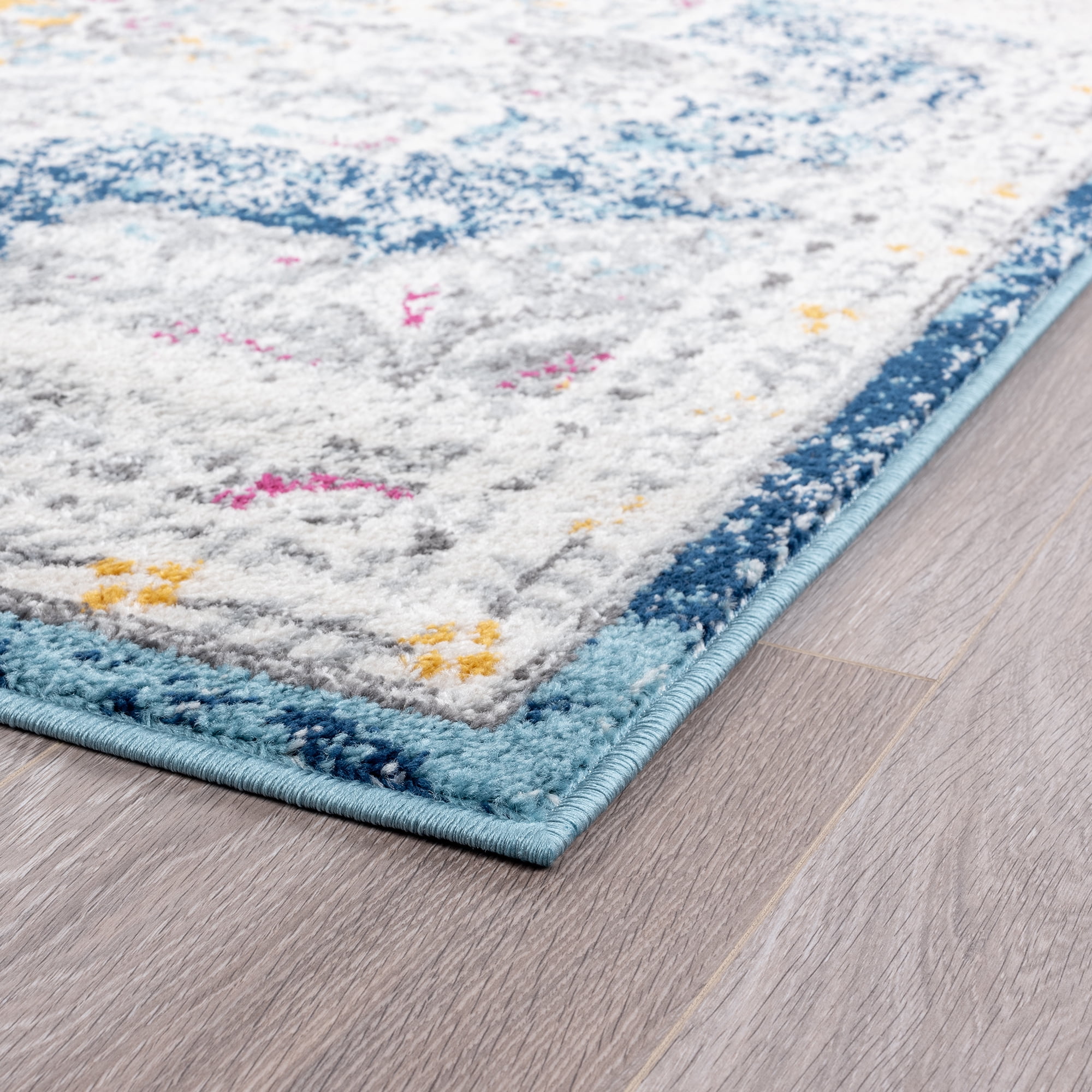 2x8 Modern Blue Runner Rugs for Hallway | Indoor Entry, Entryway, Walkway or Kitchen Rug 2'3'' x 7'3''