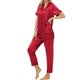 thumbnail image 2 of Conjunto de pijama Exemaba, top y pantalones de satén de manga corta para mujer, 2 of 6
