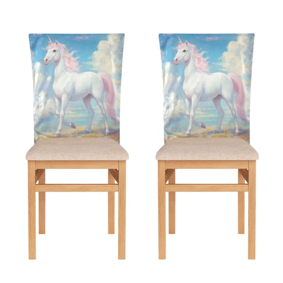 Decorative Chair Back Cover One Size x2 Chair Cover Dining Chair Slipcovers Chair Back Decoration Festival Chair Decoration Beautiful Unicorn