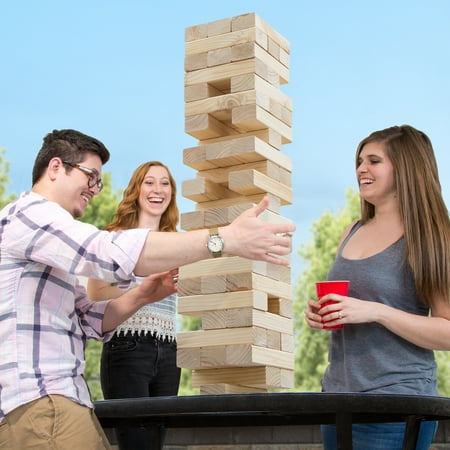 Classic Giant Wooden Blocks Tower Stacking Game, Outdoors Yard Game, For Adults,...