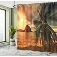 thumbnail image 5 of Ambesonne Beach Shower Curtain, Havana Seashore Sunny, 69"Wx84"L, Dark Green Pale Brown, 5 of 5