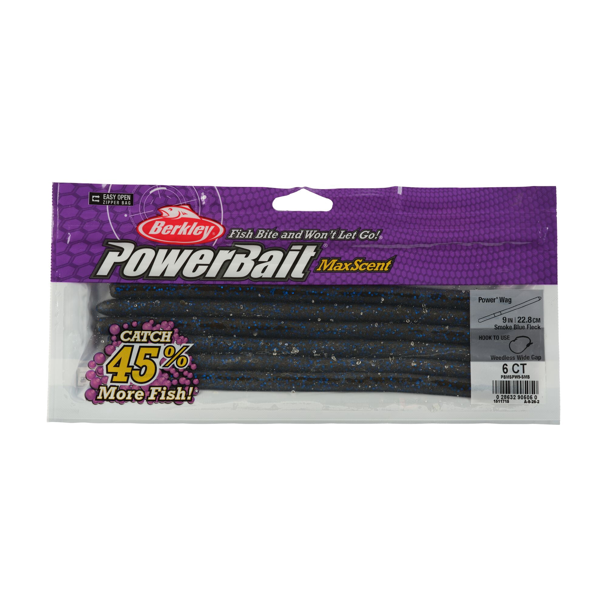Berkley PowerBait MaxScent Fishing Lure, 9 in, Smoke Blue Fleck (6-count)