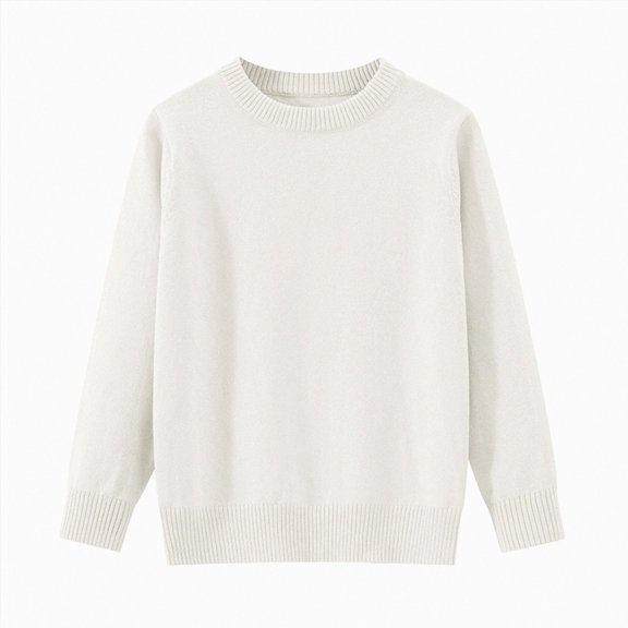 WUANDIXFA Sweaters for Girls Fashion Childrens Comfortable Warm Knitted Sweater Boys Girls Solid Color Base Sweater,White,4-5 Years