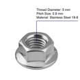 thumbnail image 4 of M5 Écrous à Bride Dentelée, Acier Inoxydable 18-8 (304), Finition Vive, 50 Pcs, 4 of 4