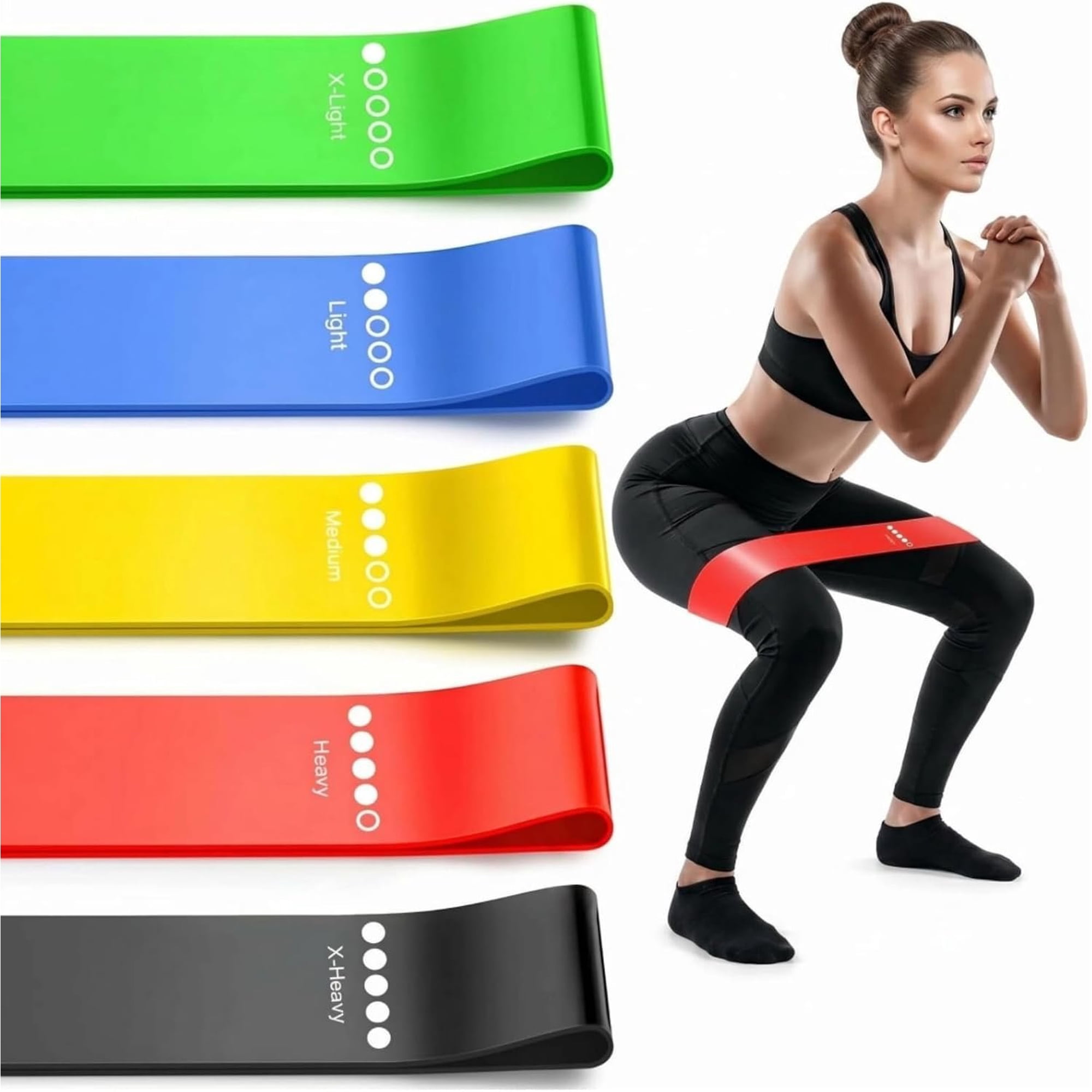 5-Pack Workout Resistance Bands: Elastic for Strength, Stretching, Pilates & Yoga. Gym Equipment for Men/Women, Suits Physical , /glute/arm --Practical, Multi-use.