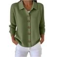 thumbnail image 2 of Sahpxhe Womens Cardigan Sweaters Loose Collared Long Sleeve Button up Knit Cardigan Casual Warm Sweater Coat for Fall Army Green S, 2 of 7