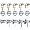 thumbnail image 1 of 30 piezas de adornos para tartas de feliz cumpleaños (dorado, negro), 1 of 5