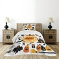 thumbnail image 4 of Ambesonne Halloween Quilted Bedspread Set 2 Pcs, Happy Ghost, Twin Size, Orange Black, 4 of 5
