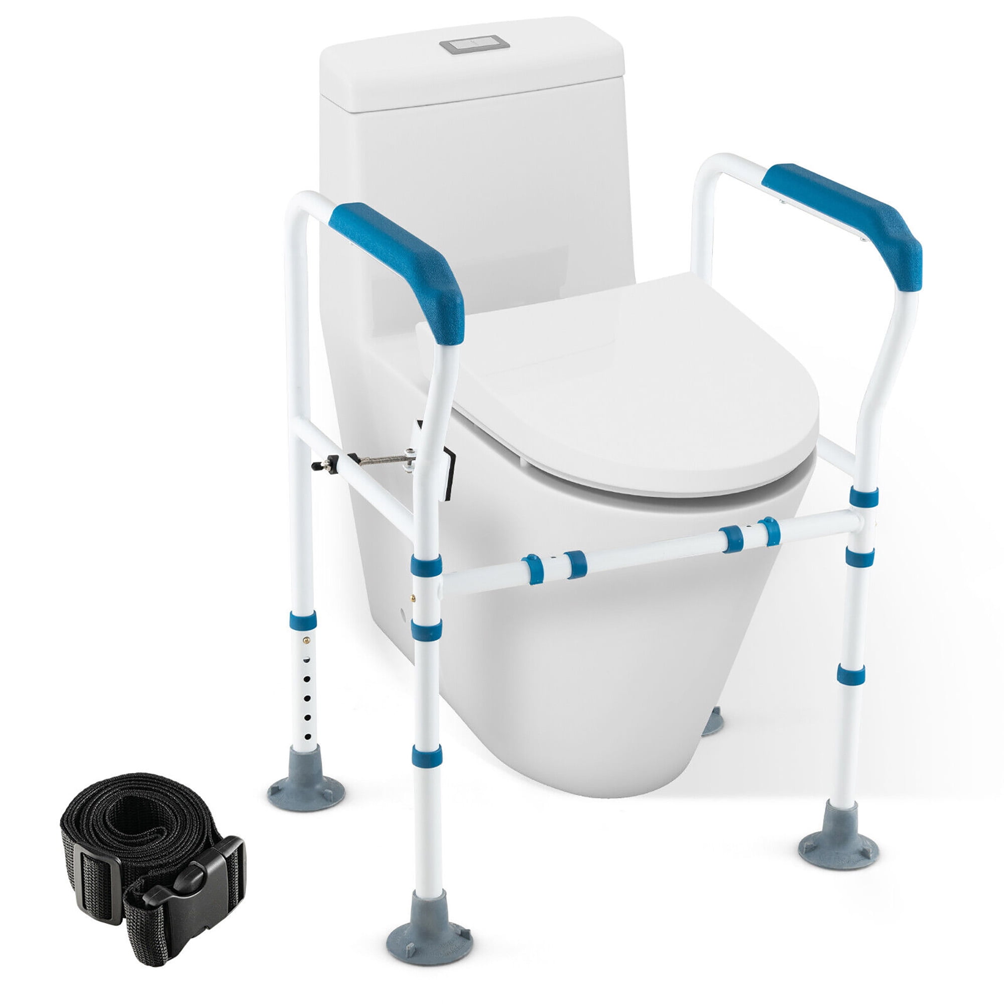 Gymax Toilet Safety Rail Safety Frame for Toilet w/ Fixed Strap for