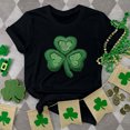 thumbnail image 1 of T-shirts de la Saint-Patrick pour Femmes, Col Rond, Manches Courtes, Imprimé Arbre de Noël, 1 of 4
