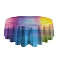 thumbnail image 5 of Colorful Watercolor Stripe Pattern Round Tablecloth 60"x60",Wrinkle Wipeable Table Cloth for Kitchen Dining Room Picnic Patio Party, 5 of 6