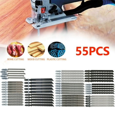 

THREN 55PCS Assorted T-Shank Jigsaw Blades Set Metal Plastic Wood Jig Saw Cutter Kit *