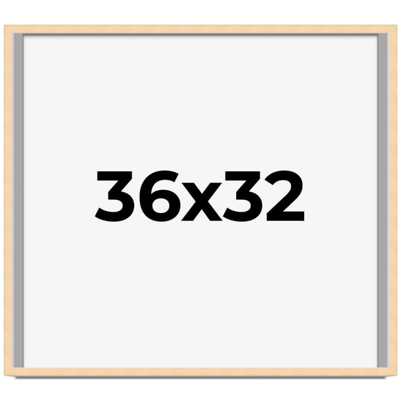 36x32 Frame Natural Wood Picture Frame | 0.75 Inch Moulding Width | with UV Acrylic Plexiglass,