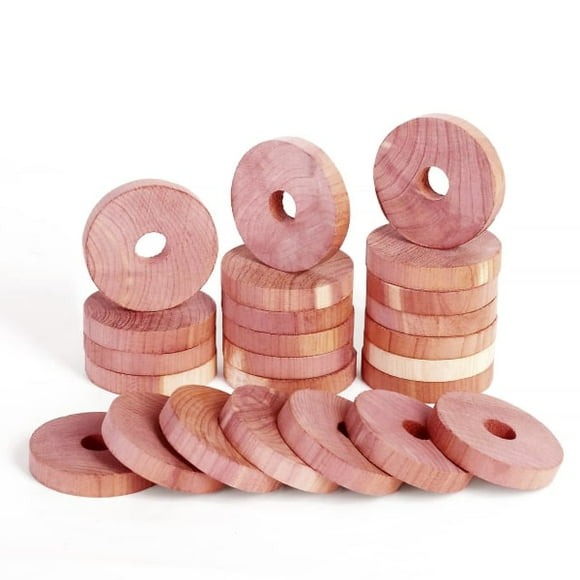 24th Cedar Rings for Hangers, Cedar Blocks for Clothes Storage Natural Aromatic Cedar Wood for Wardrobes and Drawers