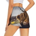 thumbnail image 2 of Uemuo Yak Pattern Women's Athletic Shorts High Waisted Running Shorts with Liner Pockets Gym Elastic Workout Shorts-Large, 2 of 9