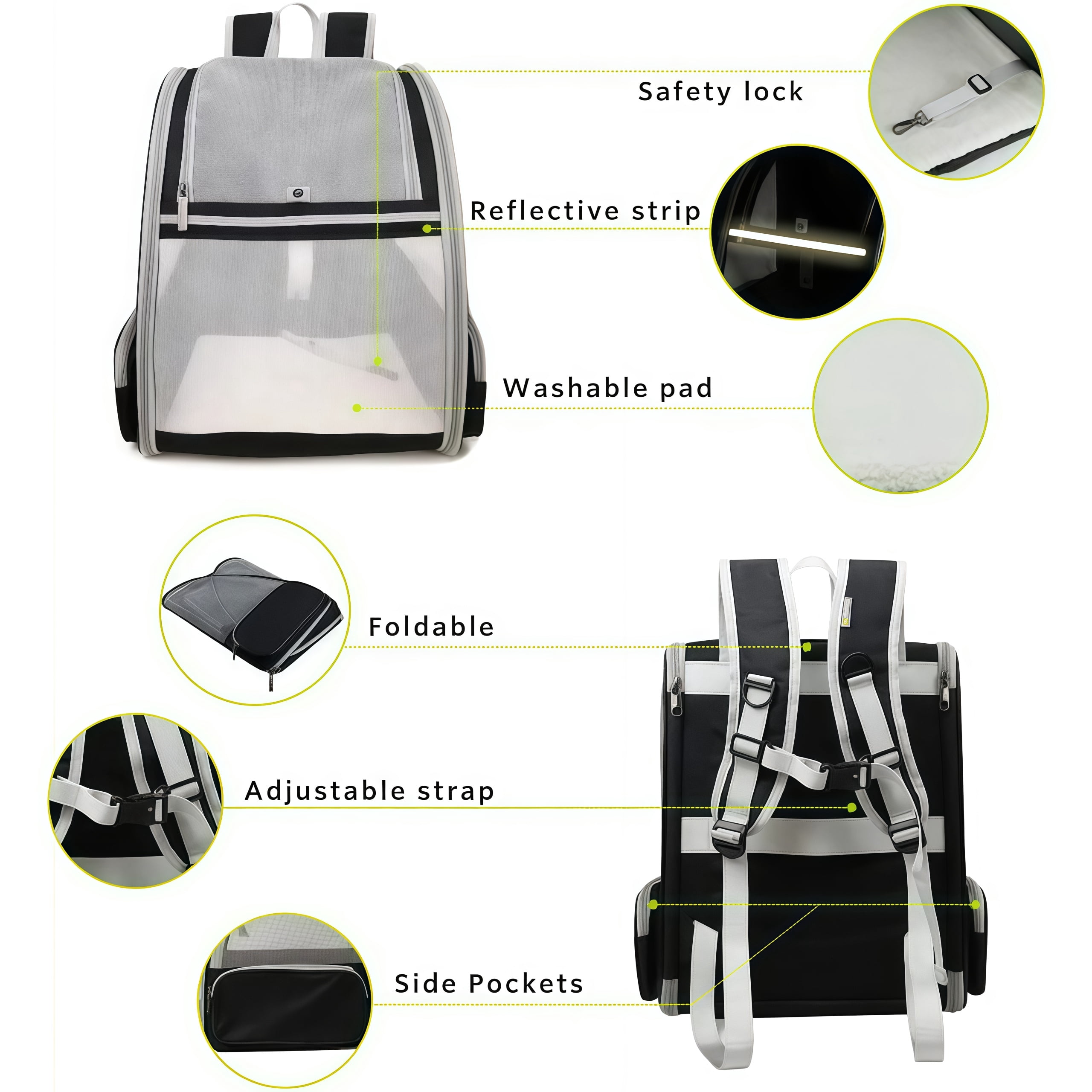 Portable Cat Backpack with Large Capacity and Breathable Mesh Design