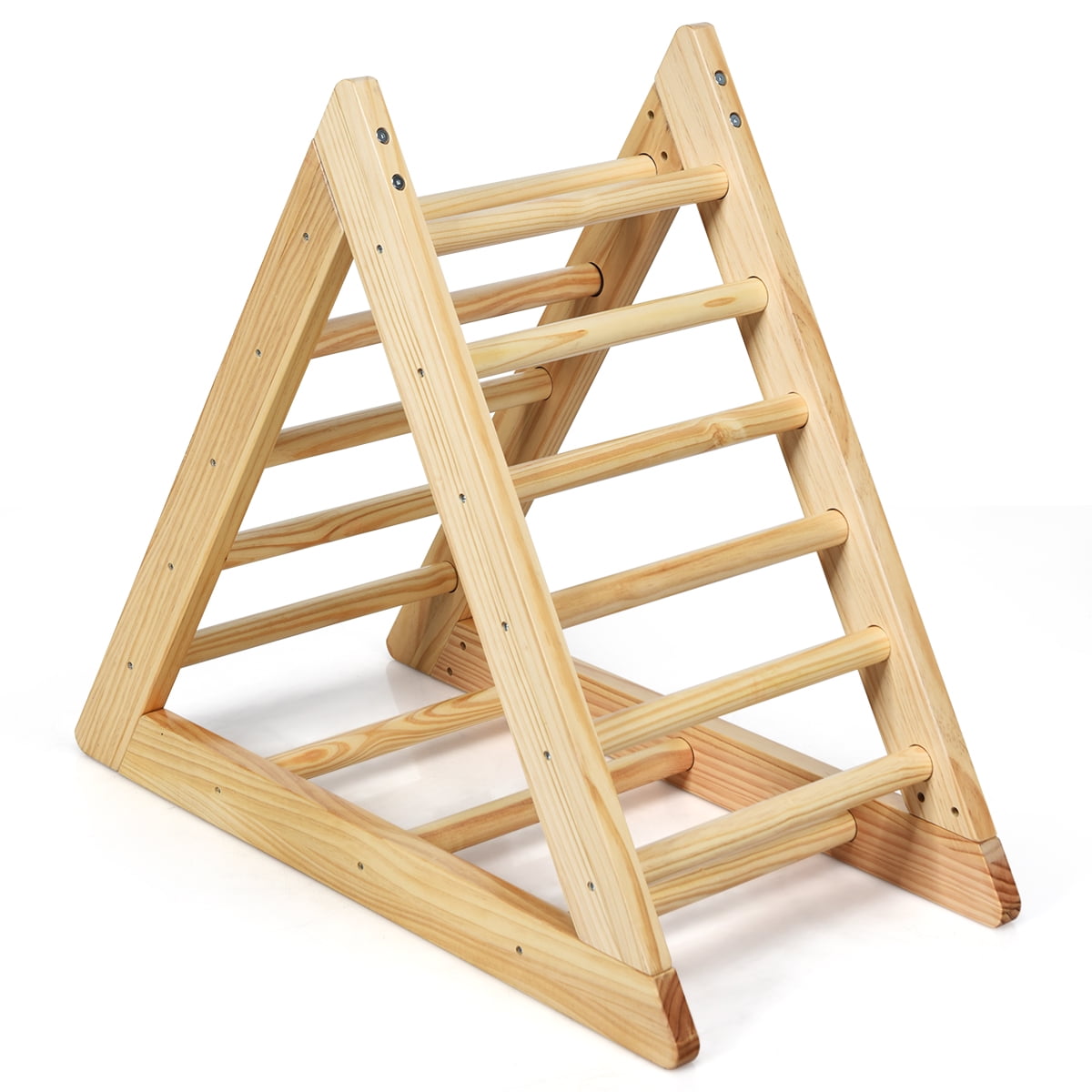 Stable Wooden Triangle Nature Old Mayjooy Climbing Triangle Ladder Triangle Climber w/3 Climbing Ladders for Boys & Girls Indoor Playful Climbers for Children Toddlers Kids Over 3 yr 