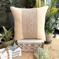 thumbnail image 3 of Pillow Covers, Ecru Shams, Jute Cord Pillow Shams, 24x24 inch (60x60 cm) Pillow Shams, Square Cotton Linen Pillow Sham, Contemporary Pillow Shams, Striped Pattern - Linen Memories, 3 of 13