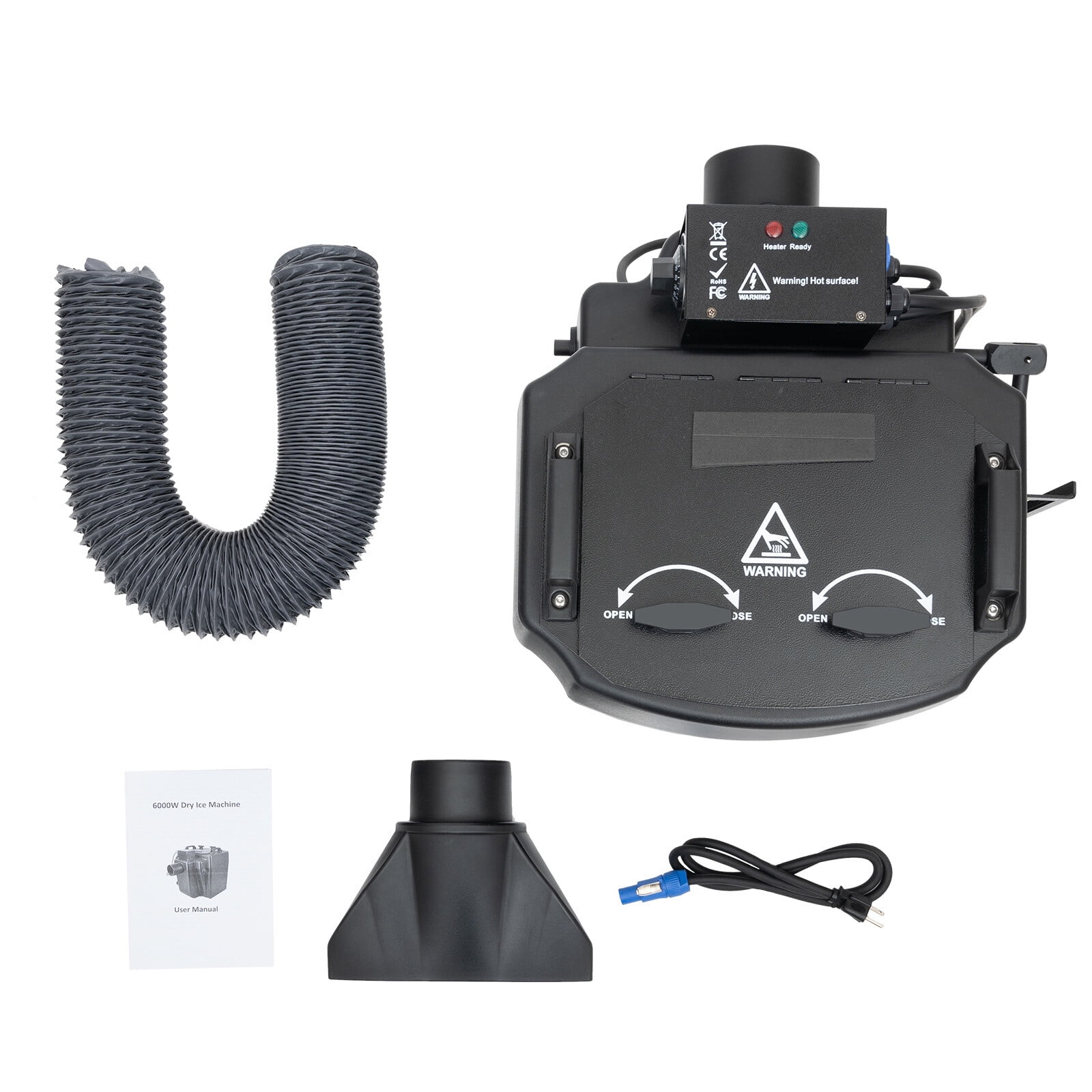 Dry Ice Machine 4000W, High Power Fog Machine, 110V US Standard, Intelligent Temperature Control 30-110°C, Large Capacity 10kg Dry Ice and 19L Water, Fast Heating with Stainless Steel Heating Rods