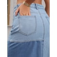 thumbnail image 5 of DARING DIVA Women's Raw Hem Midi Jean Skirts with Slit Small Light Blue, 5 of 7