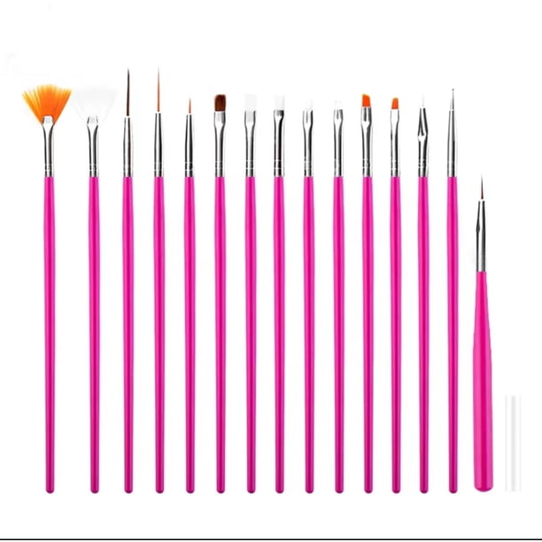 Juego completo de 15 bolígrafos para decoración de uñas, para pintar, tallar, con forma de abanico, con punta de flor, para fototerapia