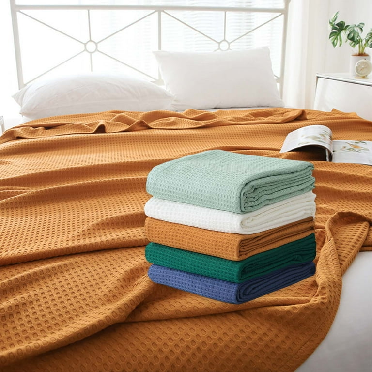 Comefolife Cotton Blankets Queen Size for Bed Waffle Weave