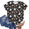 thumbnail image 3 of Women's Mushroom Ghost Print T-Shirts Casual Short Sleeve Tops Halloween Graphic Tees Crewneck Fall Shirts Soft Comfortable Holiday Apparel Cute Blouse, 3 of 8