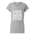 thumbnail image 2 of My Daughter Has The Most Awesome Mother Mother's Day Womenâ€™s Standard V-Neck Tee, Heather Grey, Small, 2 of 3