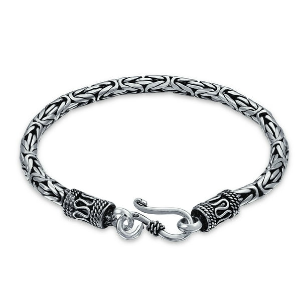 Bling Jewelry Bali Byzantine Chain Link Bracelet Eye And Hook Antiqued 925 Sterling Silver For Women Men Teen Hand Crafted Made In Thailand 7.5 Inch S