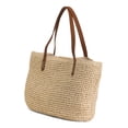thumbnail image 5 of Woven Straw Beach Tote Bag, 20x14 Inch USA Flag Printed Purse, Leather Handle Shoulder Handbag for Women Summer Vacation, Seaside Shopping and Daily Outdoor Carry Use, 5 of 5