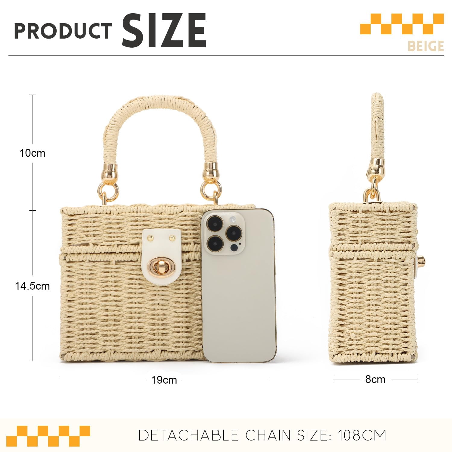 Rattan Purse for Women Summer Tote Handbag Woven Bakset Crossbody Bag Trendy Beach Top Handle Bag