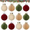 thumbnail image 5 of Velvet Flocked Christmas Ball Ornaments Set - 12pcs Shatterproof Plastic Neutral Hanging Balls for X-mas Tree & Birthday, 5 of 5