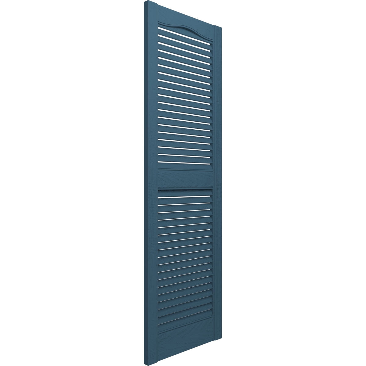 Ekena Millwork 14 1/2"W x 79"H Lifetime Vinyl, TailorMade Cathedral Top Center Mullion, Open Louver Shutters, w/Shutter-Loks (Per Pair), Classic Blue