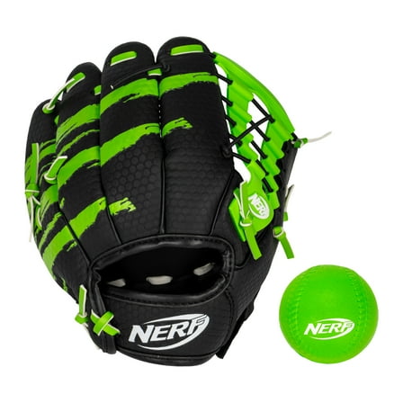 NERF Proshot Kids Teeball Glove   Ball Set - Youth Baseball Glove   Foam Ball - Boys   Girls Set - Adjustable Fit - Right Hand Throw - 8.5"
