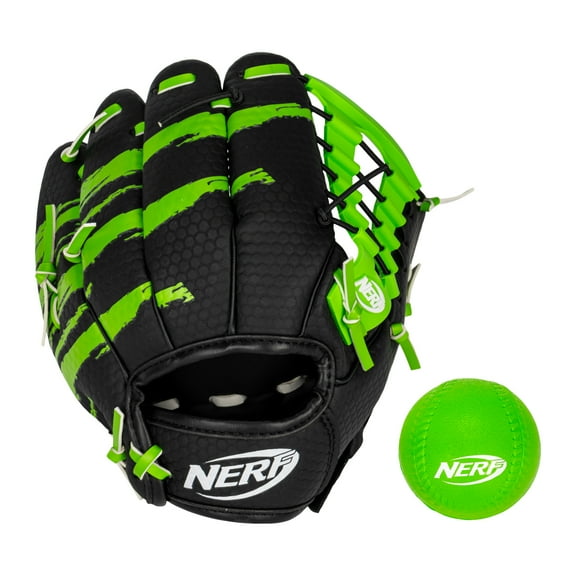 NERF Proshot Kids Teeball Glove   Ball Set - Youth Baseball Glove   Foam Ball - Boys   Girls Set - Adjustable Fit - Right Hand Throw - 8.5"