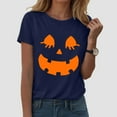 thumbnail image 2 of HCNTES Skeleton Shirt Women Halloween Skeleton Tshirt Funny Skull Graphic Tees Casual Fall Short Sleeve Tops(S,A105-Navy), 2 of 5