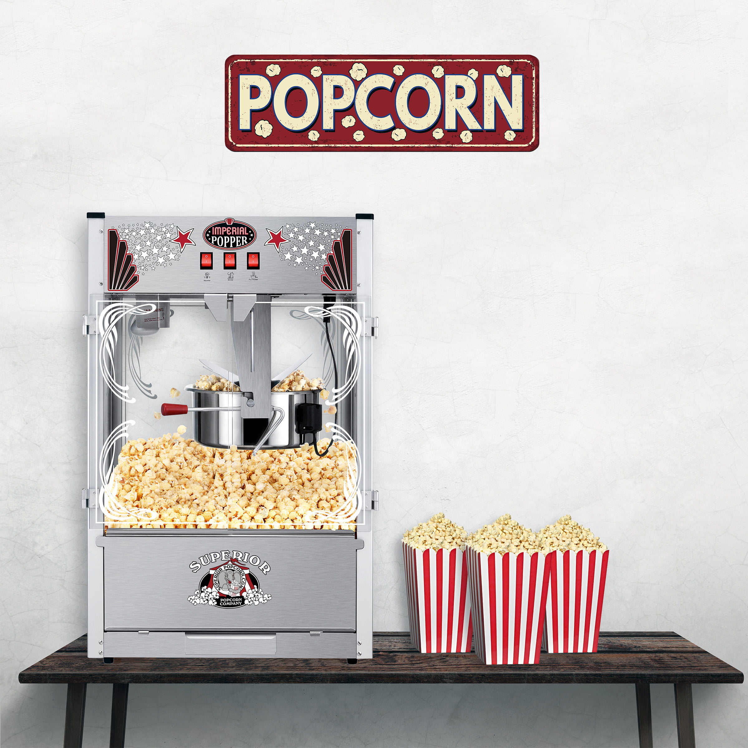 Superior Popcorn Company 4650 SPC Movie Night Full Popcorn Machine, 8 oz,  Red Floral