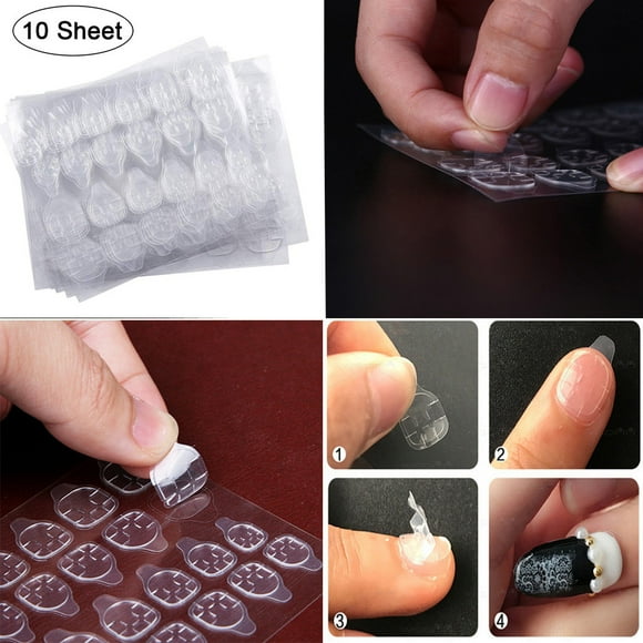 EGNMCR Press on Nails 10 Sheets (240pcs) Double-side Nail Glue Sticker False Nail Glue Jelly Gel Tape the paper